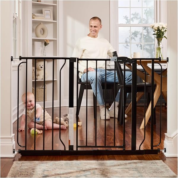 Regalo Easy Step 49-Inch Extra Wide Baby Gate, Includes 4-Inch and 12-Inch Extension Kit, 4 Pack of Pressure Mount Kit White - 1