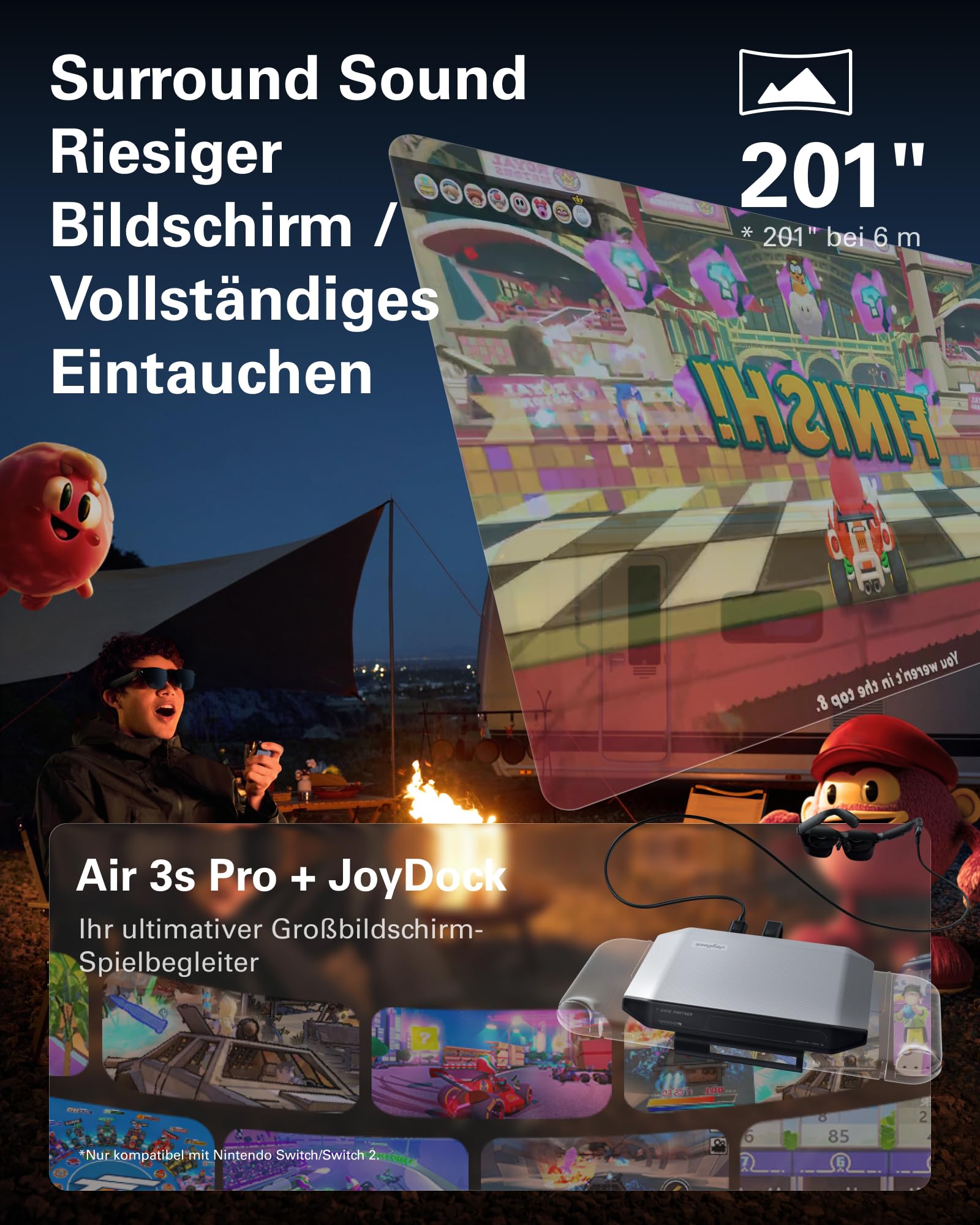[Neu] RayNeo Air 3s Pro AR/XR-Brille - 201'' 1200 Nits 120Hz HueView 2.0 Videodisplay, Smarte Gaming-Brille für iPhone 17,16,15/Android/Mac 2/PS5/SteamDeck - Next-Gen Persönliches Kino