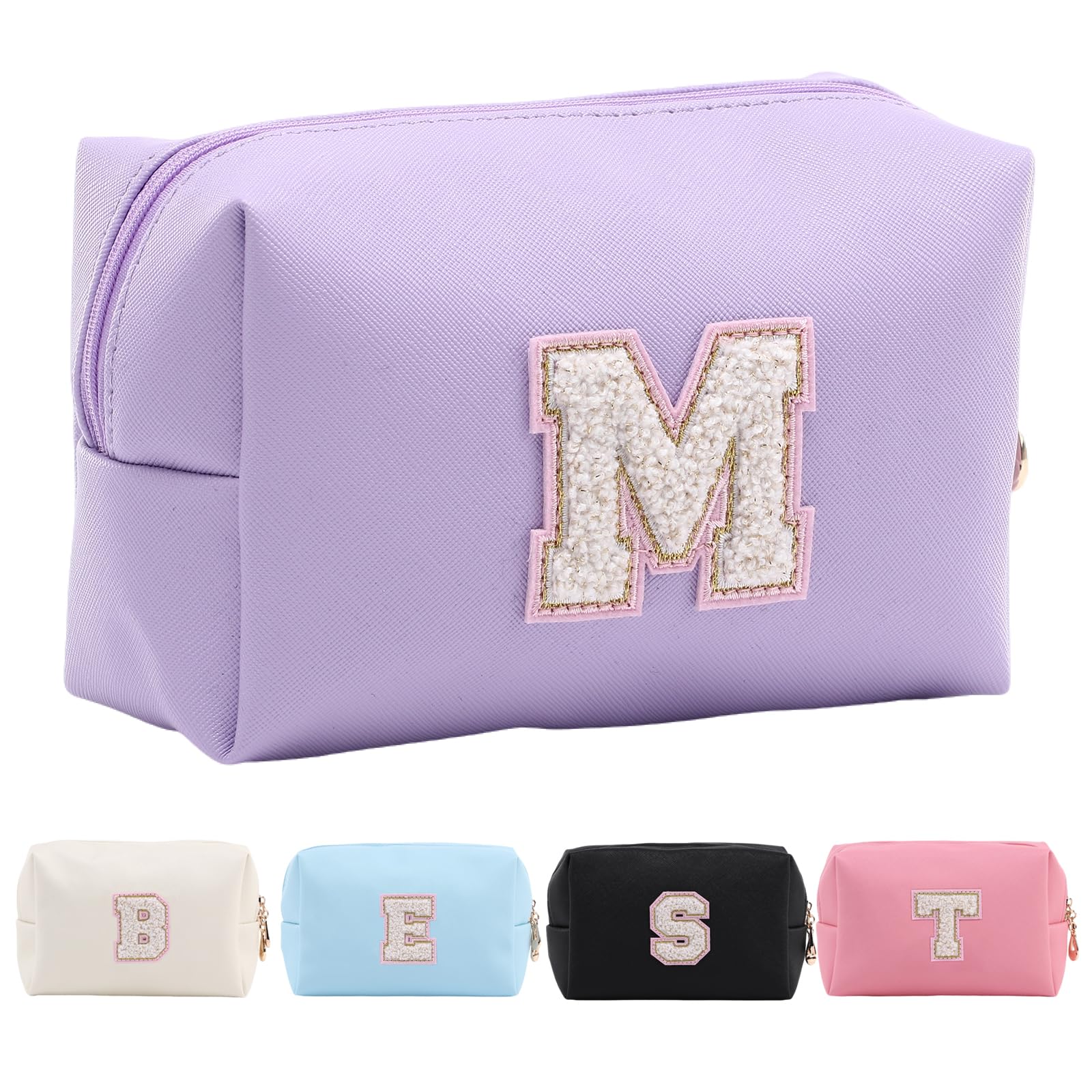 Personalized Makeup Bag,Waterproof Travel Makeup Pouch Cosmetic Bag Birthday Gift for Women Mom，Bride Bridesmaid Cosmetic Bag A-Z — view 104