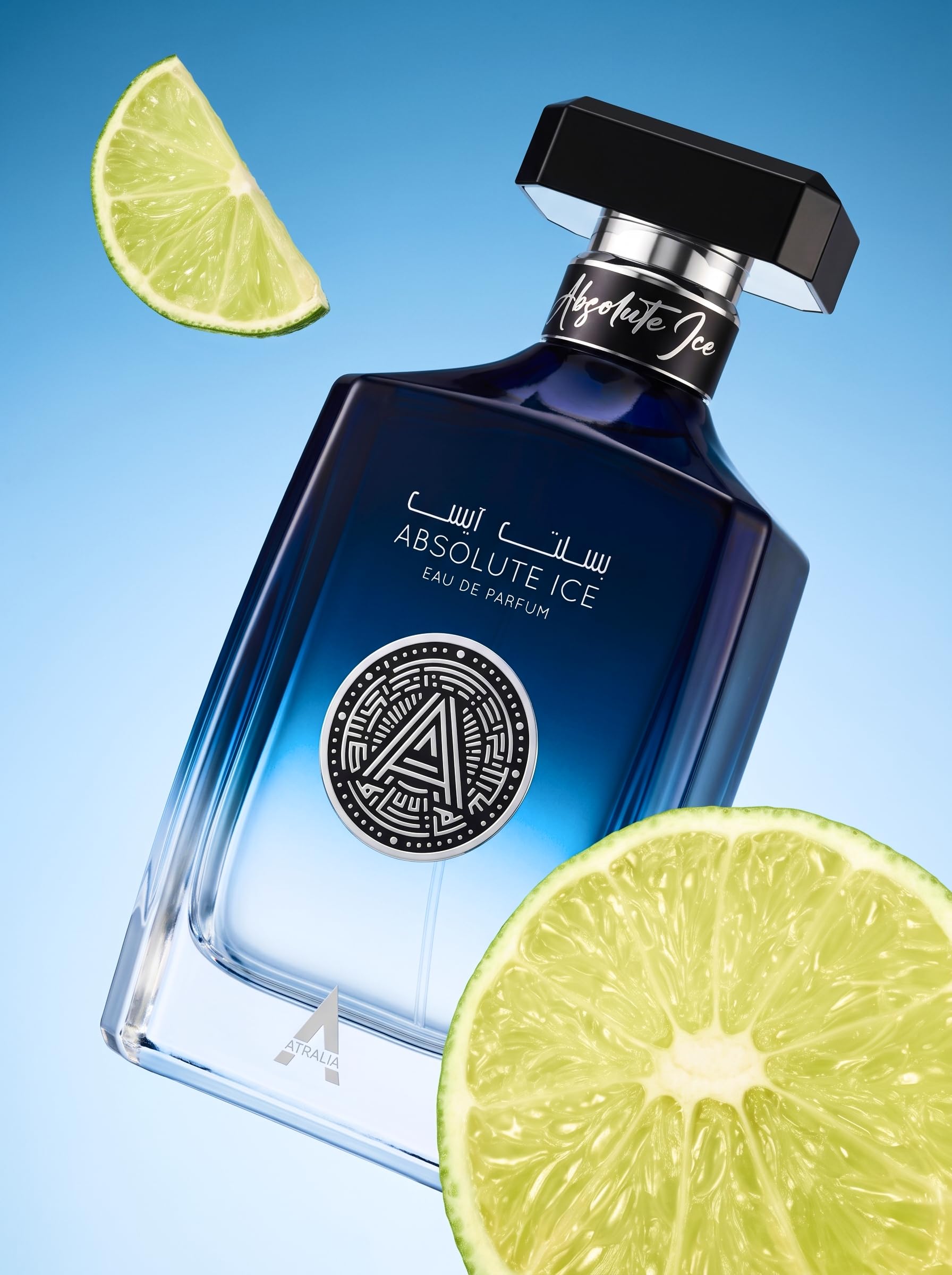 Atralia Absolute Ice Eau de Parfum Spray, 100 ml, fragancia aromática fresca con bergamota, tomillo, anís, geranio, lavandina, azahar y almizcle blanco | Perfume fresco, afrutado, cítrico, audaz