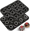 Webake 2 Pack Mini Fluted Tube Cake Pan, Non-Stick 2.8 Inch Bunt Cake Pans, Heavy Gauge Carbon Steel 12-Cavity