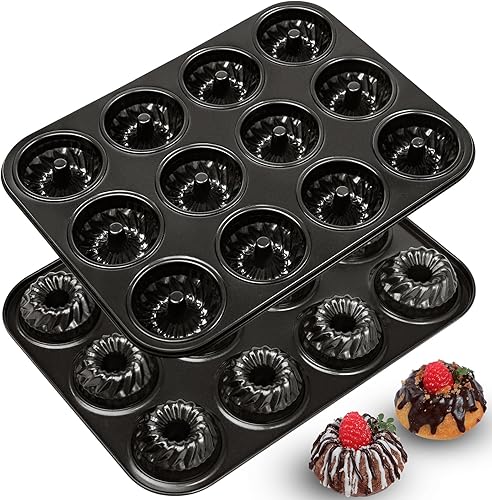 Miniatura 9 de Webake Juego de 4 mini moldes de tubo estriado de 4 pulgadas, antiadherentes, pastel de comida de ángel, kugelhopf, brownie