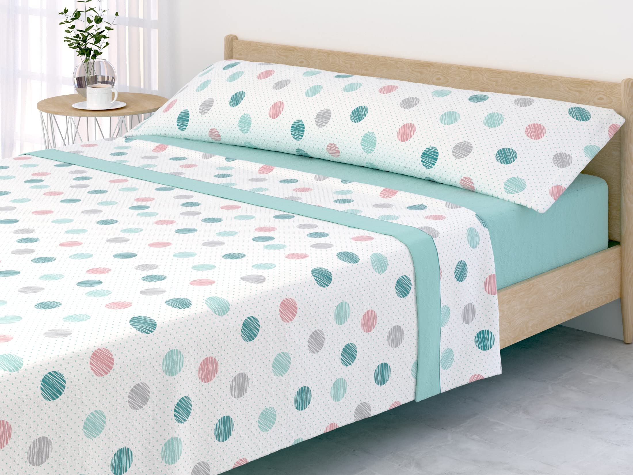 Victorio & Lucchino Juego de sábanas Coralina, térmica para Invierno, Tacto Suave - Modelo Luna (Aqua, 150 cm)