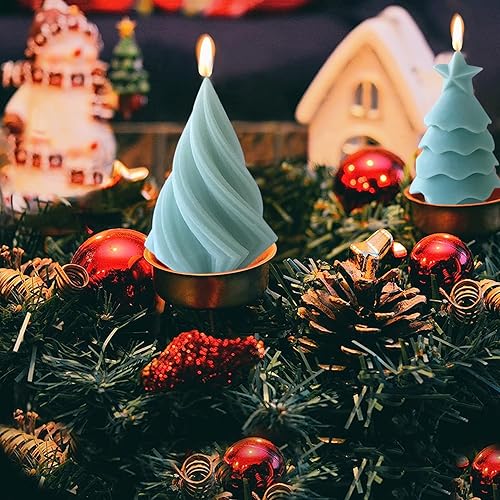 Miniatura 9 de Molde de silicona para árbol de Navidad, paquete de 2 moldes de vela de Navidad para hacer velas, moldes de resina epoxi 3D para manualidades de
