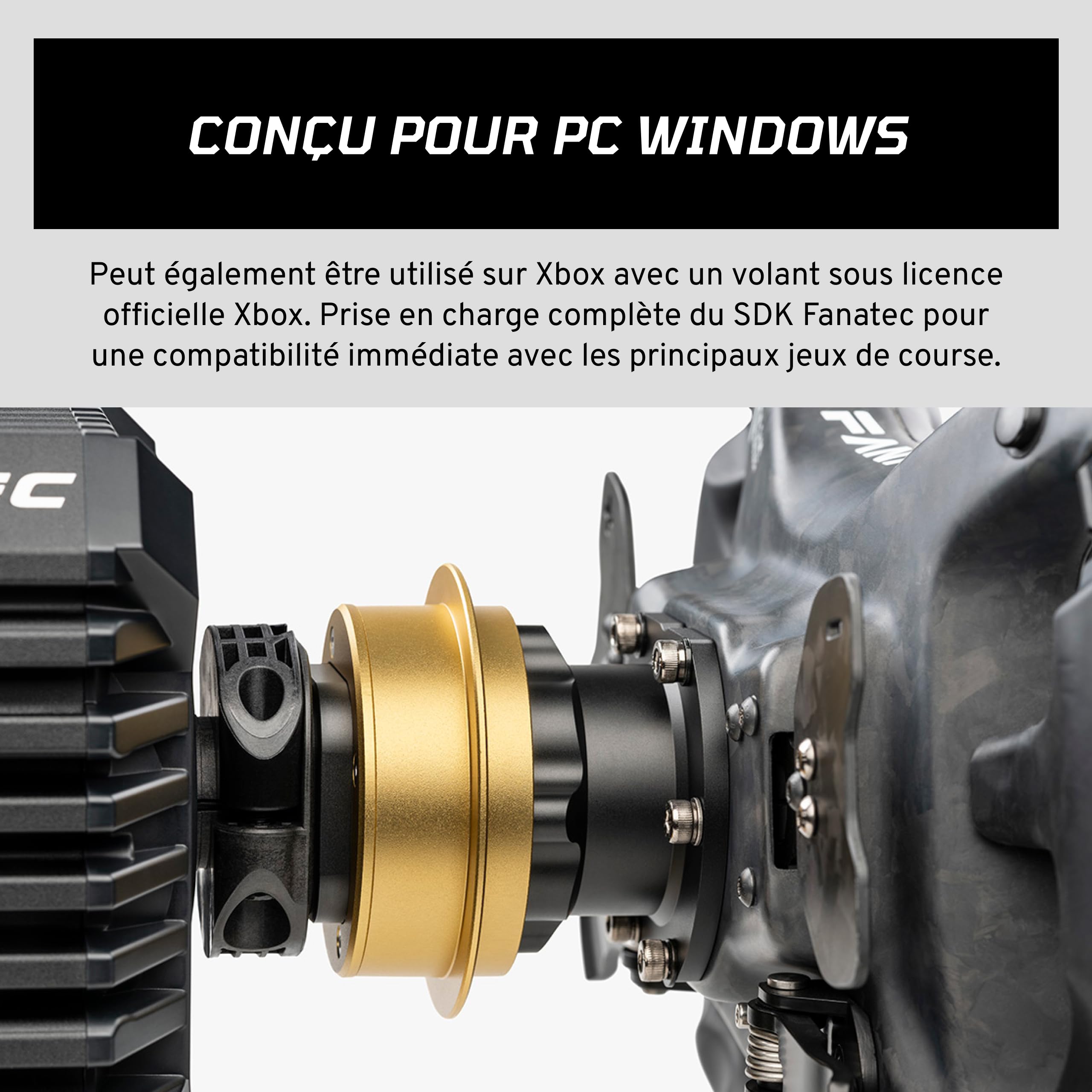 FANATEC Sim Racing CSL DD QR2 Wheel Base – Base Direct Drive 5 Nm, Retour de Force Dynamique, Système QR2 de Déverrouillage Rapide Motorsport – PC | Base Direct Drive de 5 Nm, retour de force dynamique, fermeture rapide QR2 pour sports automobiles