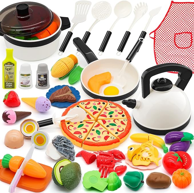 39 Items 62Pcs Play Kitchen Toy Accessories Set, Kids Kitchen Set with