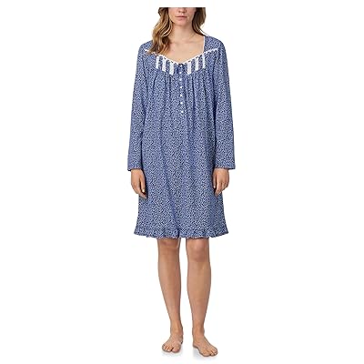 Eileen West Cotton Knit Long Sleeve Short Nightgown Women