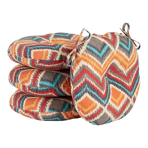 Surreal Chevron 15-inch Round Outdoor Bistro Chair Cushion, Set of