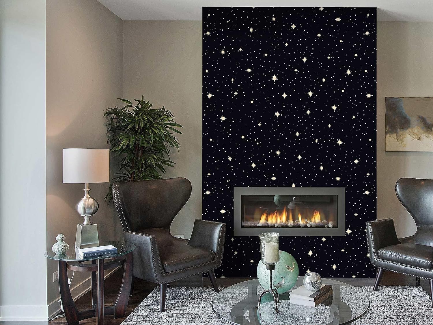 Celestial Starry Night Peel and Stick Wallpaper, (Black and Cream) Whimsical Cosmic Pattern Wallpaper for Home Decor | 17.7" x 236", Self-Adhesive, Waterproof Vinyl