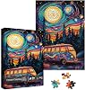Camping Trippy Mystery Jigsaw Puzzle 1000 Piece for Adult, Magic Art Forest Scenery Painting Jigsaw Puzzles, Funny Pretty Aesthetic Landscape Puzzle
