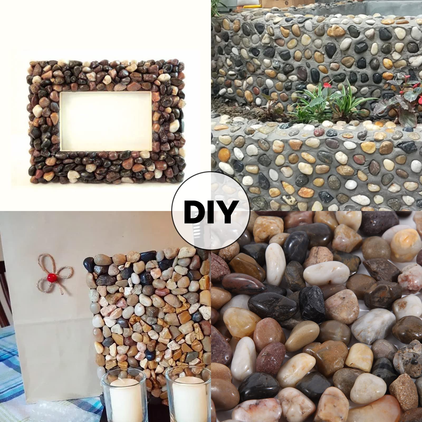 1kg Galets Polis Gravier Décoratif Naturel 0,8-1,5cm Mini Cailloux Décoratif Pierres de Rivière Galet Décoration pour Aquarium Vase Jardin Plantes