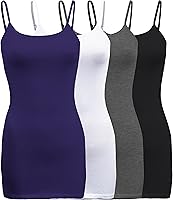 Vista 26 de ShezPretty - Camiseta sin mangas básica para mujer con tirantes tipo espagueti ajustables, 4