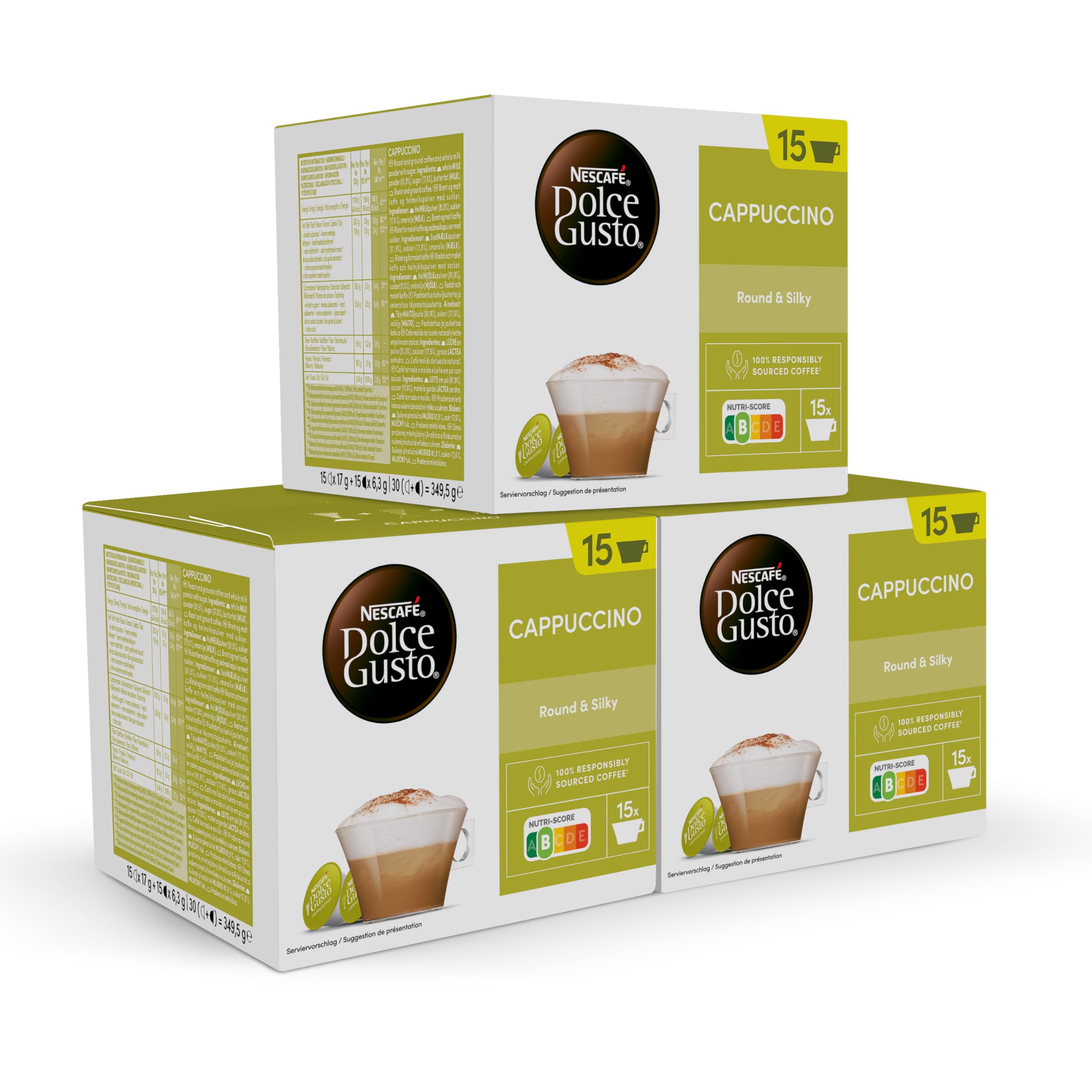 NESCAFÉ Dolce Gusto Cappuccino Cápsulas de Café 90 Cápsulas 45 tazas Clásico Italiano