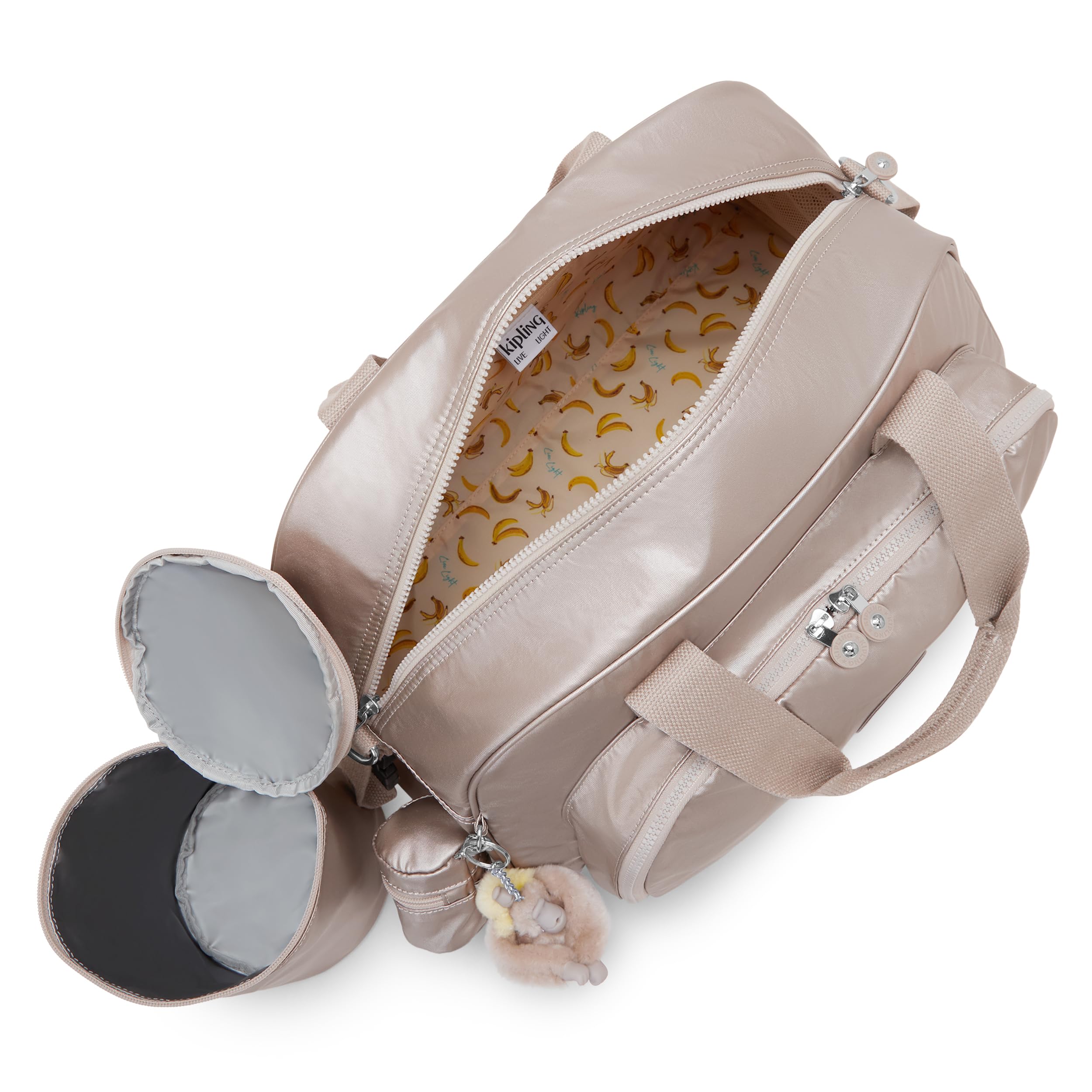 Kipling Camama Sac à Langer, Sac à Langer Léger avec Compartiments Multiples, Bandoulière Réglable & Matelas à Langer, Sac de Voyage Bébé Quotidien Pratique - Tiny Metal Glow