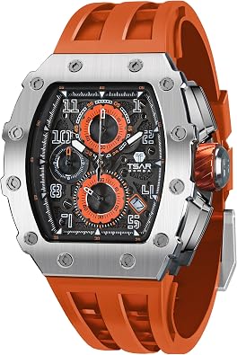 TSAR BOMBA Watch for Men Mens Watch Waterproof Mens Wrist Watches Stainless Steel case Chronograph Quartz Movement Gift for Men