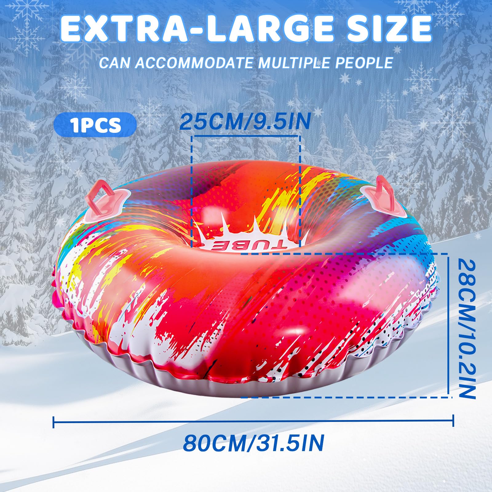 Colchoneta Nieve Fancysky Trineo Inflable 80x80 cm Tobogán Nieve Invernal