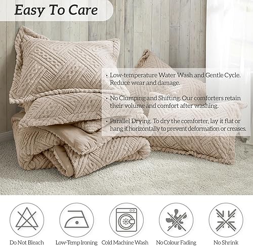 Miniatura 7 de Homelike Moment Juego de edredón de forro polar, 2 piezas, edredón suave y esponjoso, tamaño individual XL, grueso y cálido con funda para invierno,