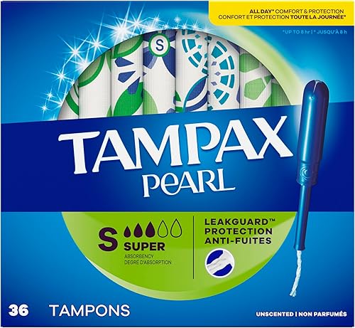 Miniatura 18 de Tampax Tampones de perlas, con trenza LeakGuard, súper absorción, sin perfume, 100 unidades (2 paquetes de 50)