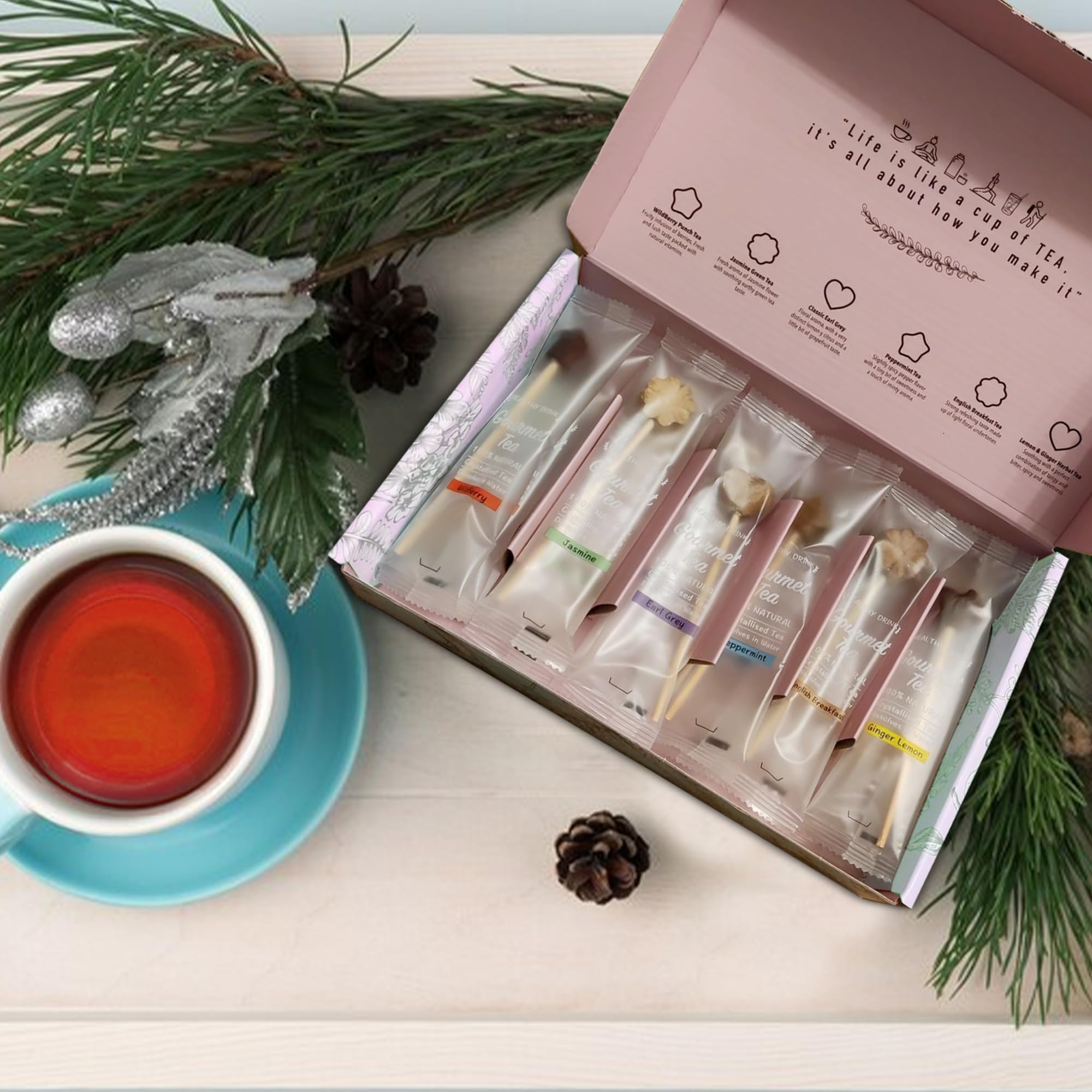 Tea-Pop Caja de regalo de té en barra, 100% natural, se disuelve en agua