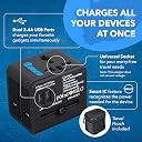 Orei Universal Travel Adapter with 2 USB Ports, 3 in 1 Universal Charger, International Travel Adapter for Cell Phones, Tablets, Camera, for Travelers to US, Europe, UK & More, Black gallery image