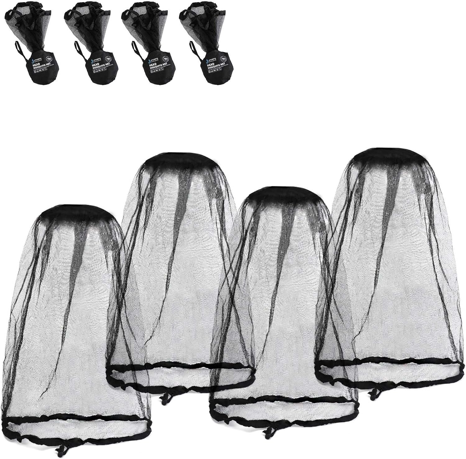 PHOGARY Mosquito Head Net Mesh, Protección para Cara y Cuello, 4 Unidades, Negro miniatura 1