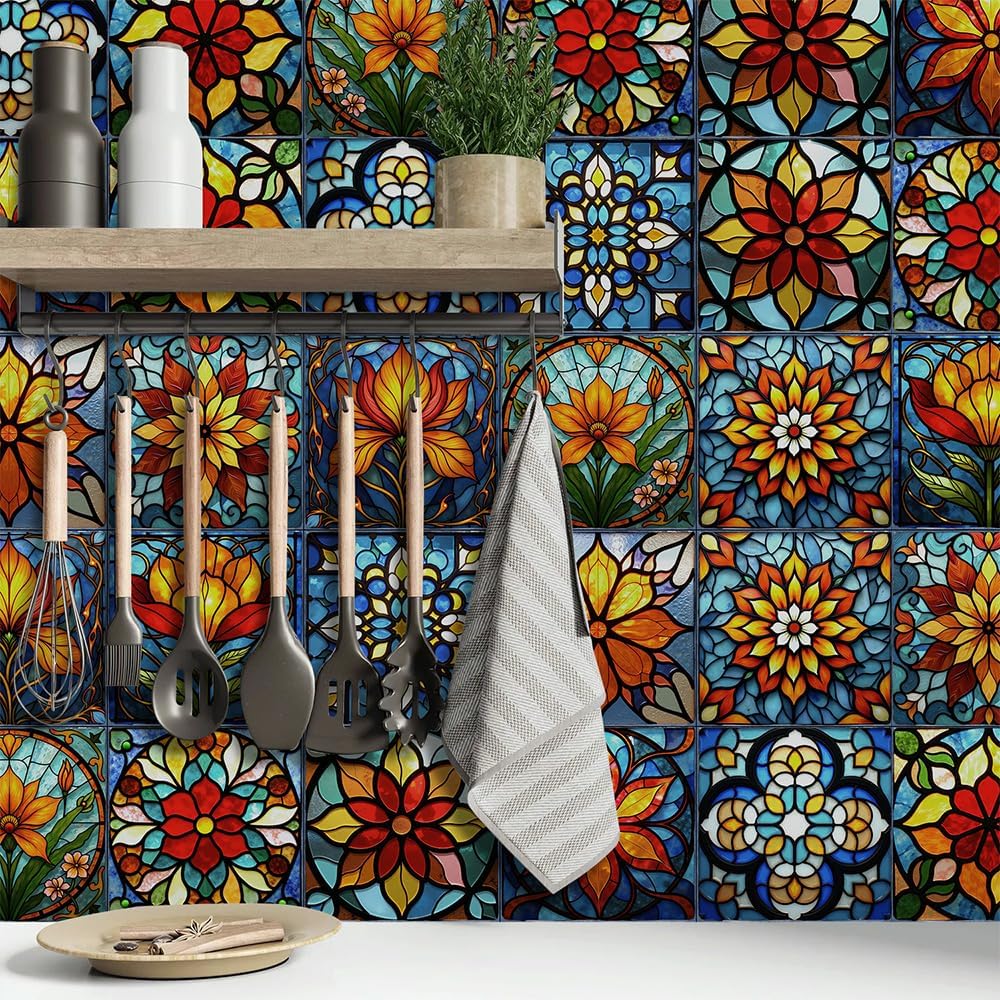VICCI Tile Decals Peel and Stick Backsplash, 5.9”X5.9” Self Adhesive Wall Stickers (Pack of 12, Thicker Design)