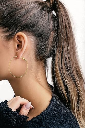Miniatura 2 de Juego de 3 pares de aretes de aro grandes para mujer, chapado en oro rosa de 14 quilates, de acero inoxidable chapado en oro rosa, para mujeres y