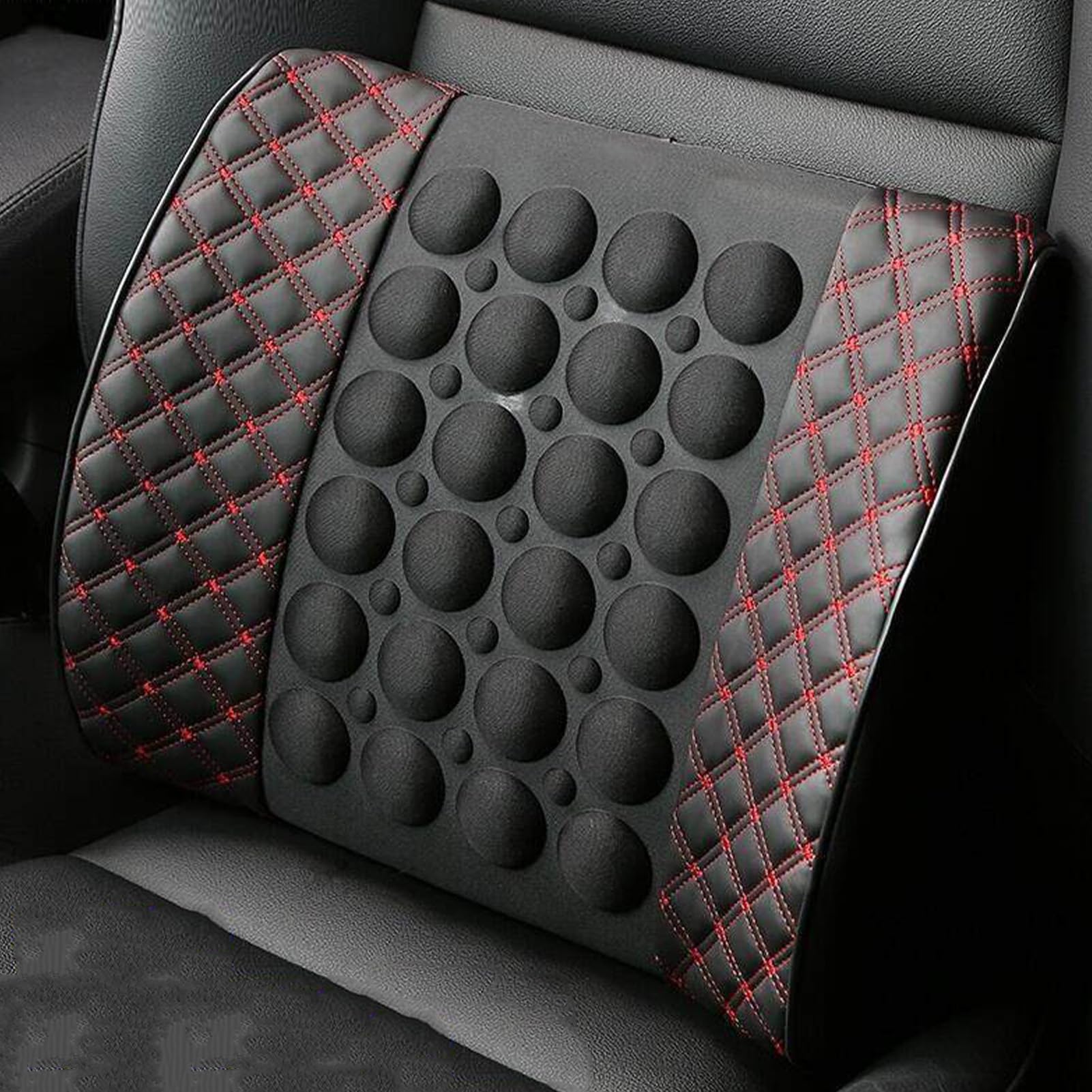 Yctze Coussin de Siège de Massage pour Voiture, Soutien Lombaire électrique, Coussin de Massage DC12V, Réglage à 2 Vitesses, Ajustement Universel, Masseur de Dos Vibrant pour Véhicules