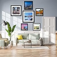 Vista 6 de Marco de fotos de 12x12 pulgadas de madera para colgar en la pared, marcos cuadrados de fotos con 2 paspartús de 8x8 pulgadas y 10x10 pulgadas