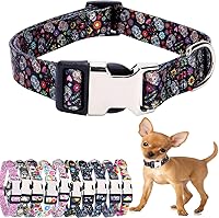 Vista 32 de Lindo collar para perros XS, pequeños, medianos y grandes, collar de nailon suave para mascotas, estampado 3D, con patrones multicolores, collares