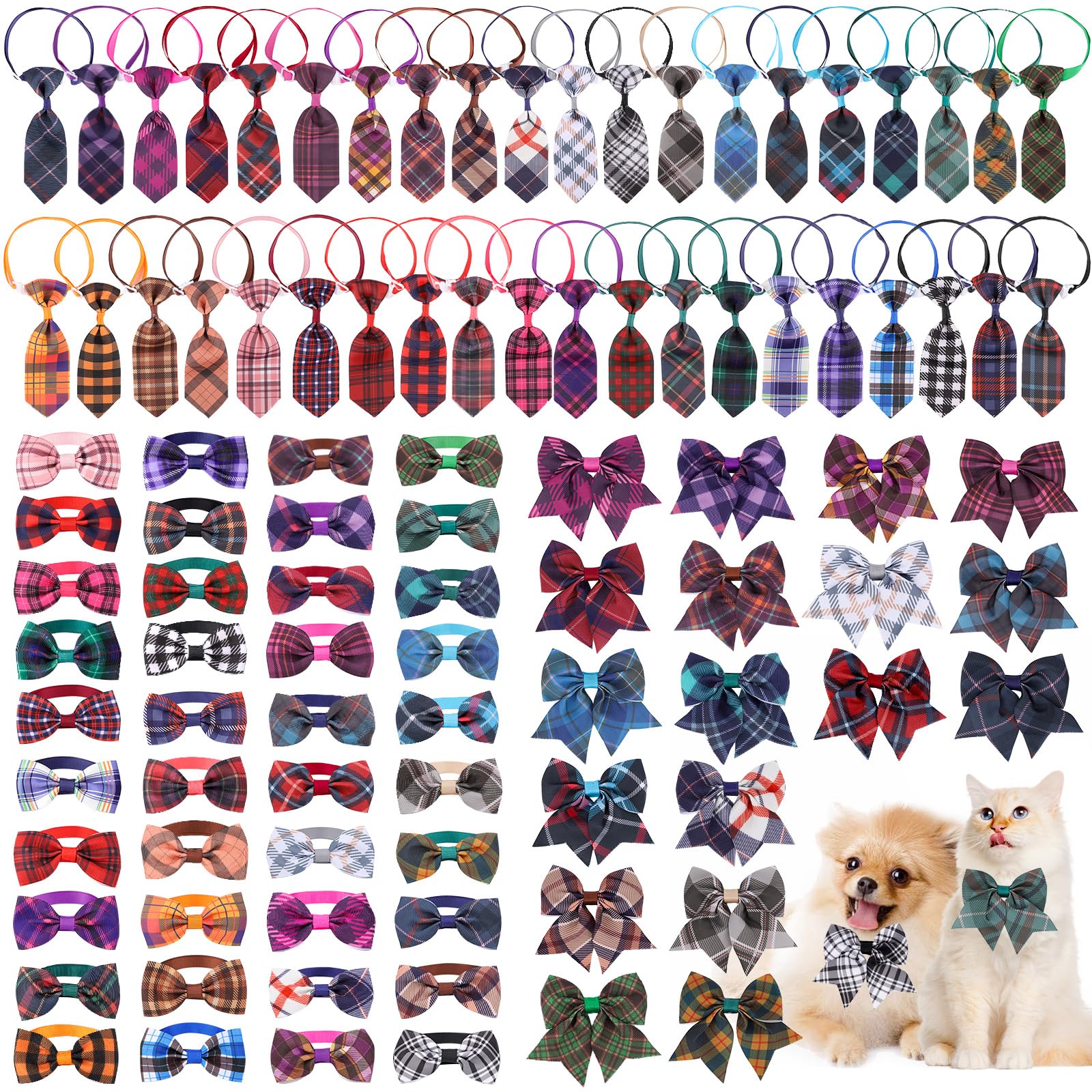 Segarty Set mit Fliege und kleinen Hunden, 100 Stück, verstellbare Hundefliegen, Katzen, Halsbänder, Fliegen für Hunde, Fellpflege-Zubehör, Großpackung für Katzen, Welpen, Hunde, Geburtstag, Hochzeit,