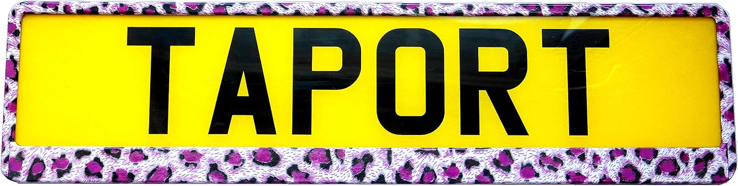 TAPORT 1x PURPLE LEOPARD PRINT Car Registration License Number Plate Surround Holder Frame image 3