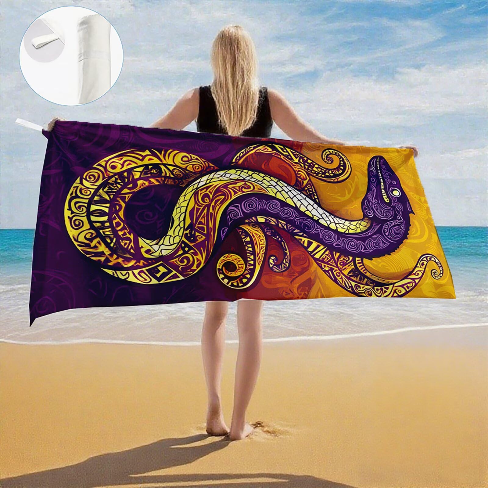 Telo Mare Microfibra, Telo Mare Grande 200x100 cm Set da 2, Antisabbia Asciugatura Rapida Assorbente Salvietta da Spiaggia Asciugamano per Palestra Piscina Viaggi Picnic, Regali Donna Pescare Q-769