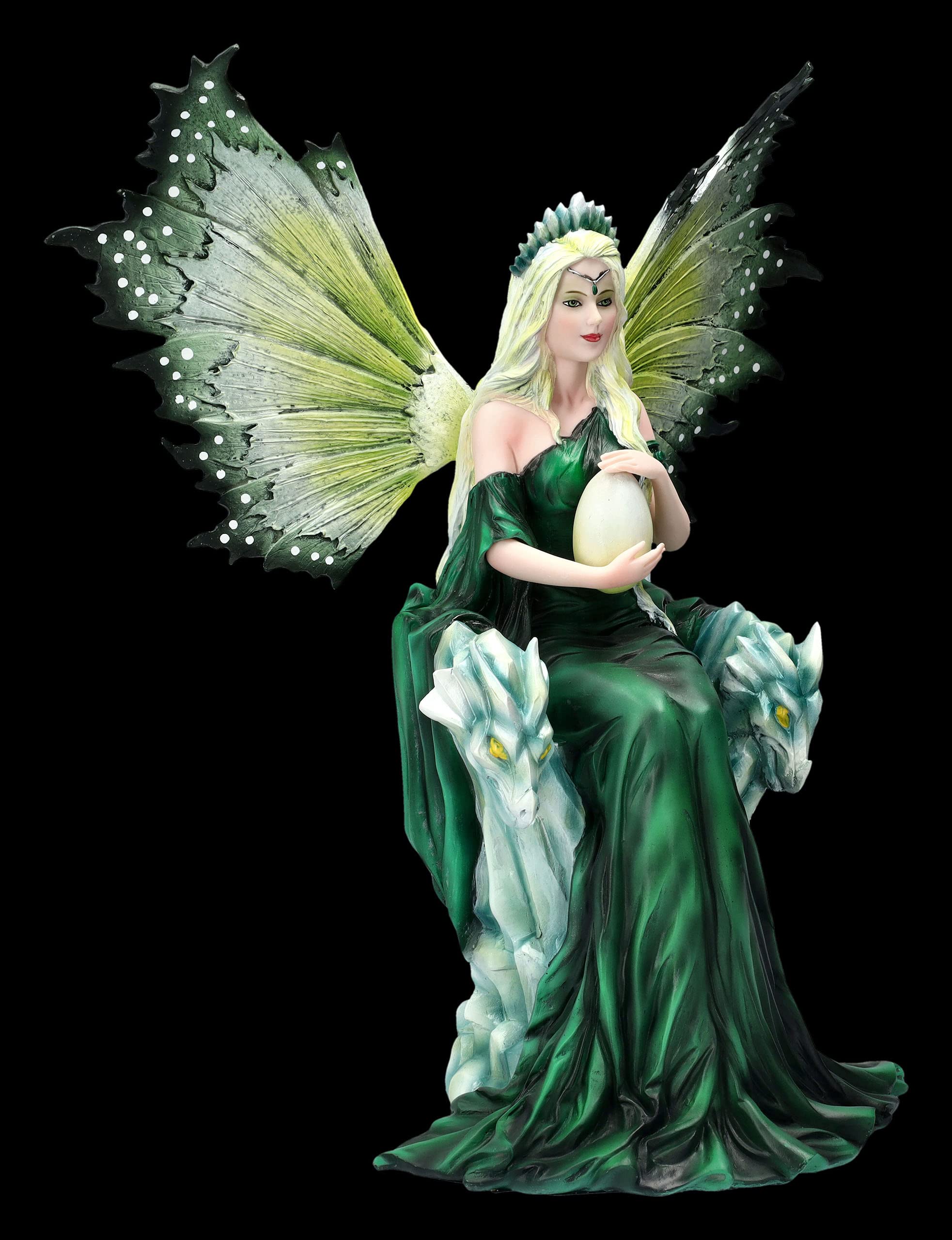 Figurine elfe avec œuf de dragon sur trône - Mère des dragons