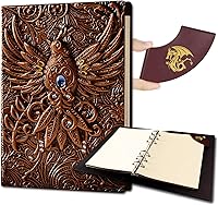 Vista 11 de DND - Cuaderno / diario, libro único de 400 páginas con carpeta de 6 anillos recargable de cuero de dragones 3D y marcador para mazmorras