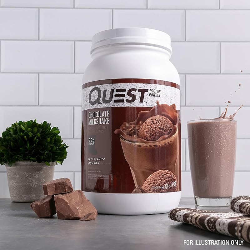 Quest Chocolate Milkshake Protein Powder, 22g Protein, 3 Pound | 43 Servings, 2g Net Carbs, <1g Sugar, Low Carb, Gluten Free image 4