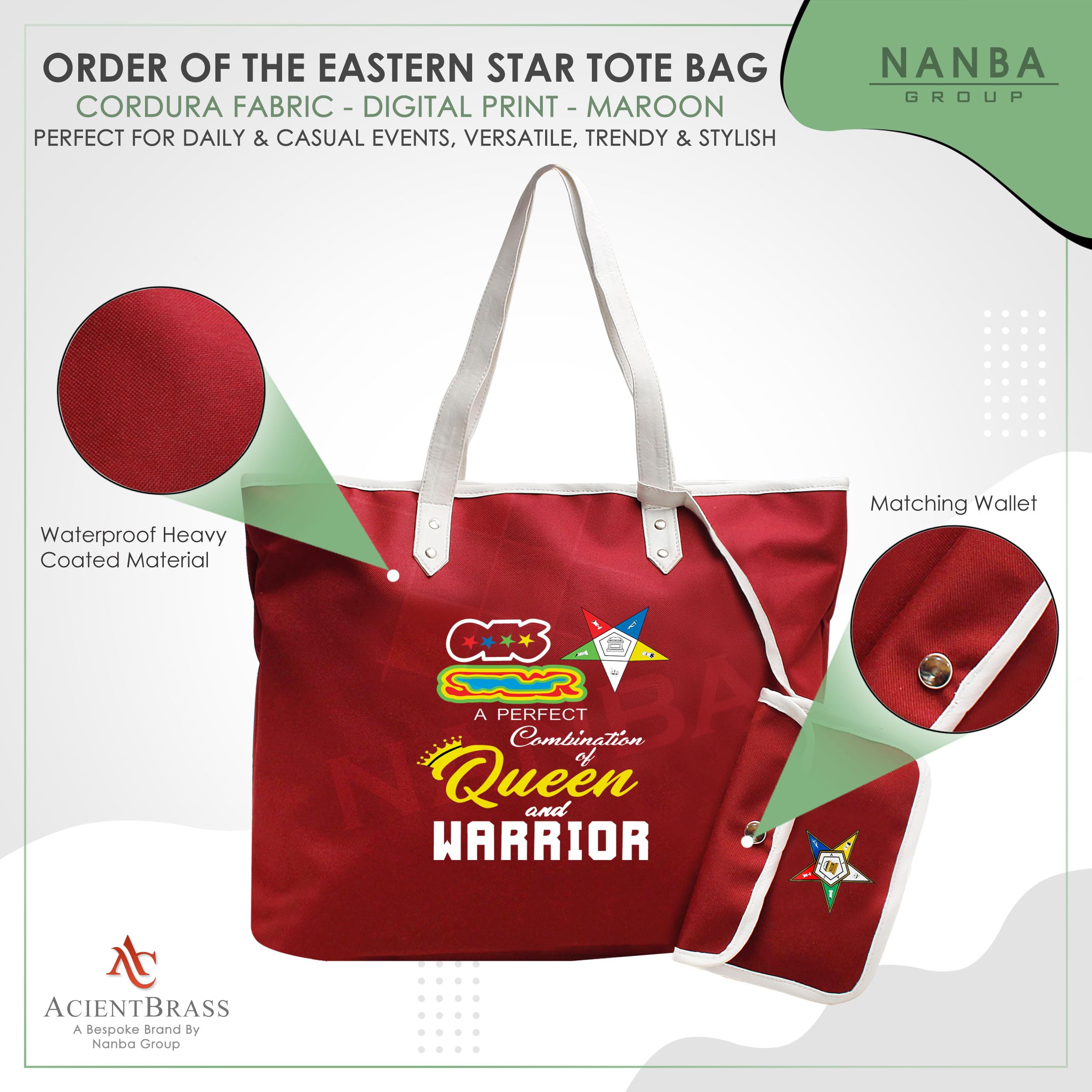 OES Tote Bag Queen Warrior Order Eastern Star Sisterhood Gift