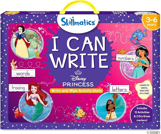 Skillmatics I Can Write Disney Princess - Reusable Preschool Learning Activities, Educational Toys & Games, Handwriting Aid, Back to School, Screen-Free Fun, Gift for Students, Kids, Toddlers Ages 3-6