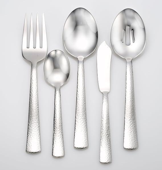 Liberty Tabletop Pinehurst 65-Piece 18/10 Stainless Steel Flatware Set Service for 12, Includes Serving Pieces Made in USA