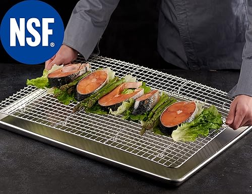 Miniatura 10 de CURTA Paquete de 2 estantes de enfriamiento para chef, listado NSF de acero inoxidable 188 para horno, rejilla de alambre de rejilla de enfriamiento