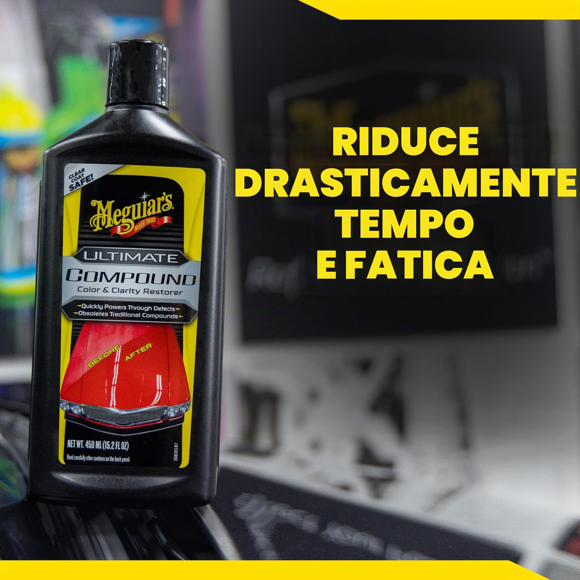 MEGUIAR'S G17216EU Ultimate Compound - Pulizia Auto - Tecnologia Micro-Abrasiva Rimuovi Graffi, Macchie, Swirl, Sicuro su Tutti i Tipi di Finitura - 450 ml