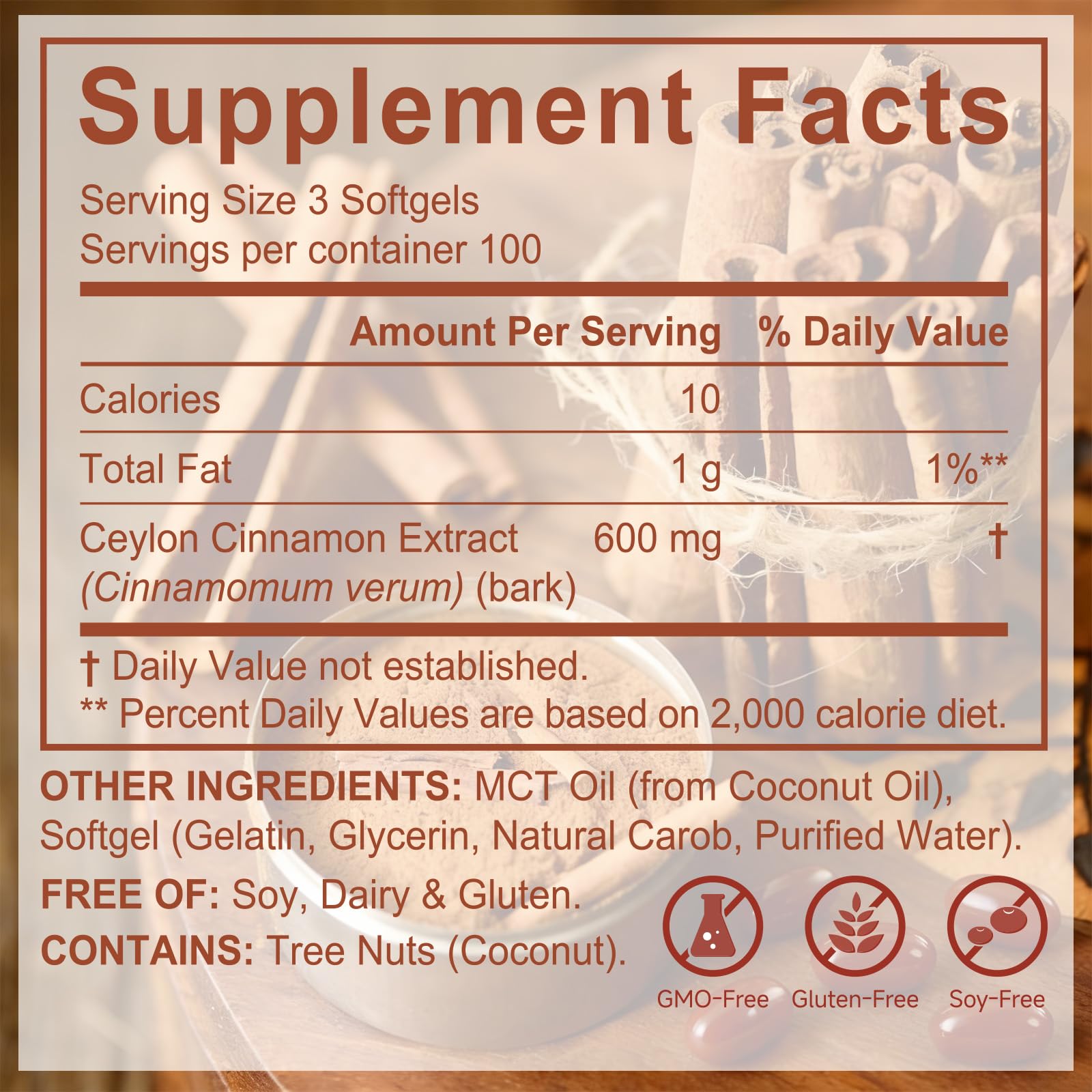 Ceylon Cinnamon Softgels, Cinnamon Supplement with MCT Oil, 300 Softgels — Amazon image 8
