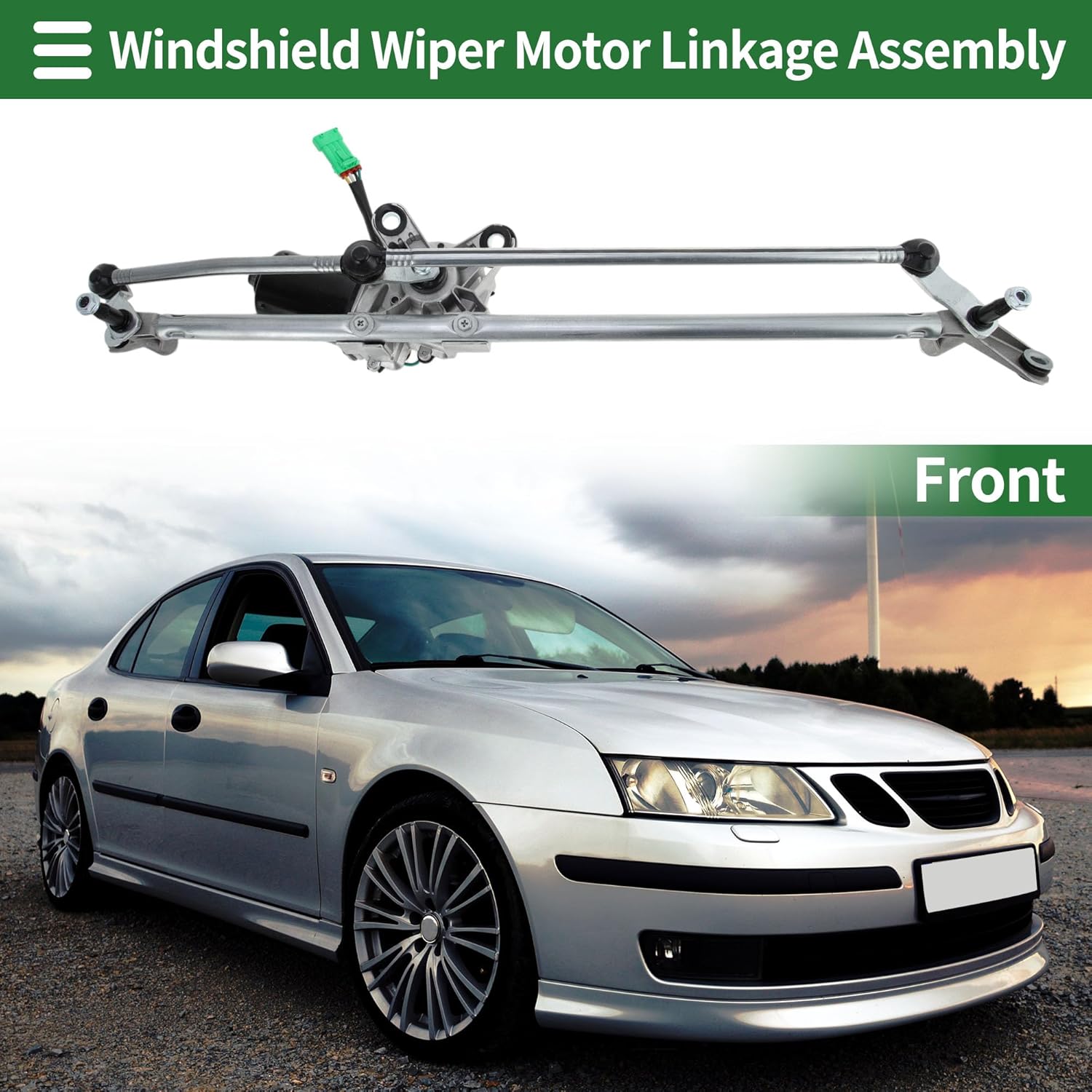 Motoforti Front Windshield Wiper Motor Linkage Assembly for Saab 9-3 2003-2011 Windscreen Wiper Linkage Replacement No.12755304