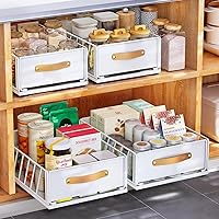 Vista 12 de Organizador de gabinete extraíble fijado con película nano adhesiva, estantes deslizantes de despensa de servicio pesado, almacenamiento de cajón