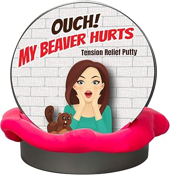 GearsOut Ouch My Beaver Hurts Stress Relief Putty - Funny Therapy Putty for Women - Fidget Toy - Stocking Stuffers, Gag Gifts