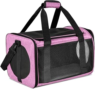 DZHJKIO Cat Carriers Dog Carrier Pet Carrier for Small Medium Cats Dogs Puppies up to 15 Lbs, TSA Airline Approved Small Dog Carrier Soft Sided, Collapsible Waterproof Travel Puppy Carrier - Pink