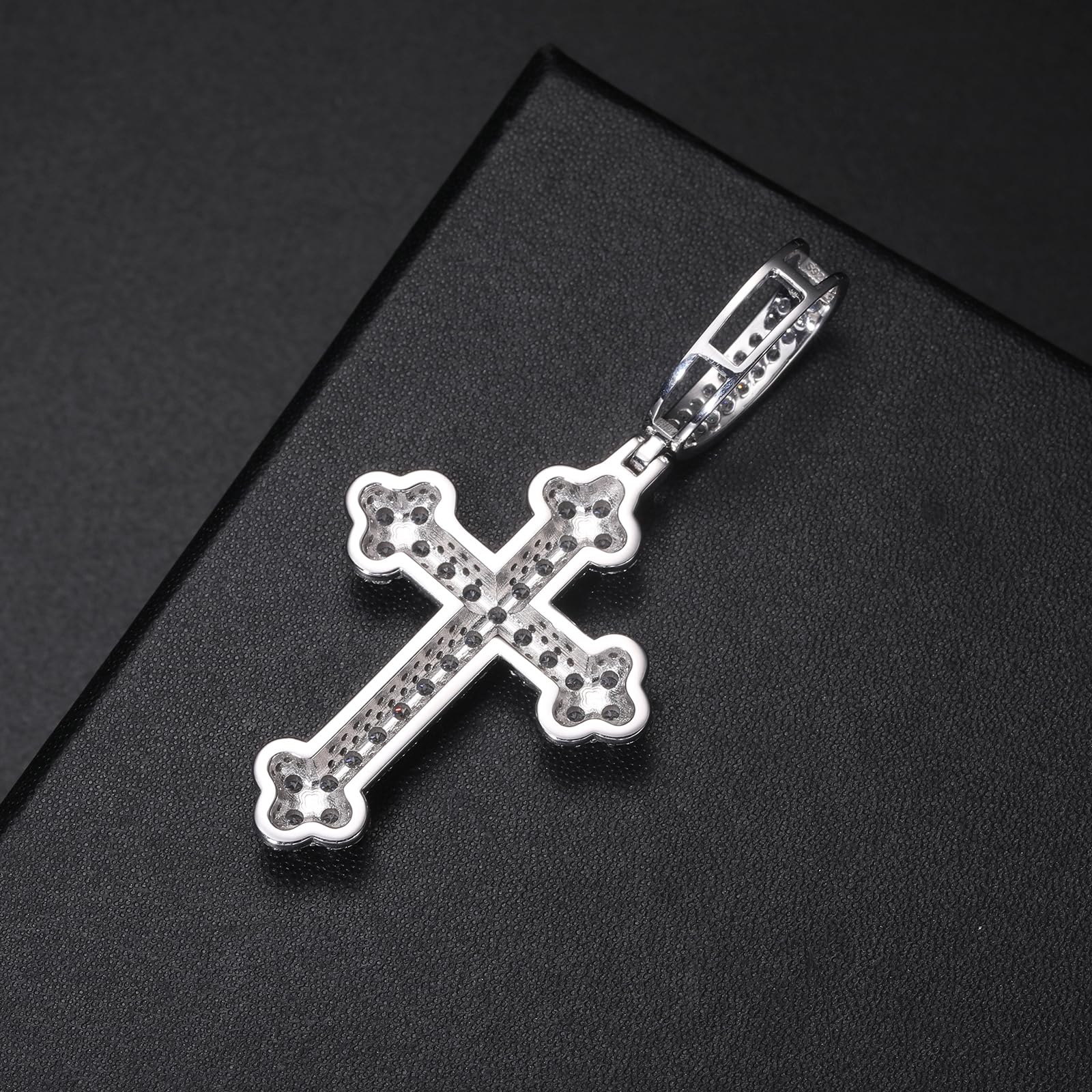 Kreuzkette für Männer 925 Sterling Silber Moissanit/Kubikzirkonia -Anhänger aus 18 Karat Weiß gelb Gold plattiert Hip Hop Cross Chain Geburtstag