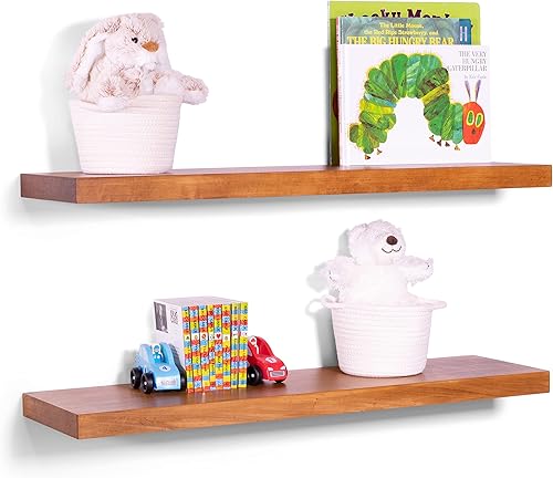 Miniatura 3 de DAKODA LOVE Estantes flotantes  Arce macizo  Calidad artesanal premium  Soporte oculto resistente  Juego de 2 (Bourbon, 24 pulgadas de largo x 8