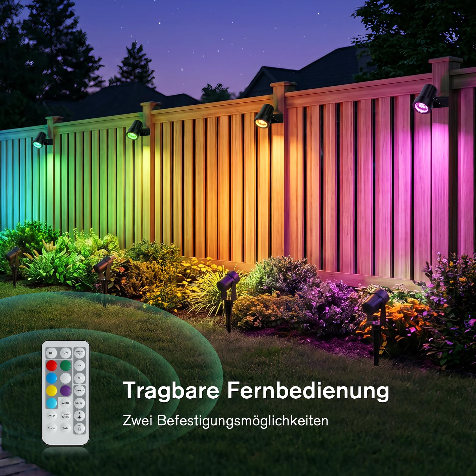 NIORSUN Éclairage Jardin LED RGB, Spot Extérieur 27V IP67, 17m, Lot de 4