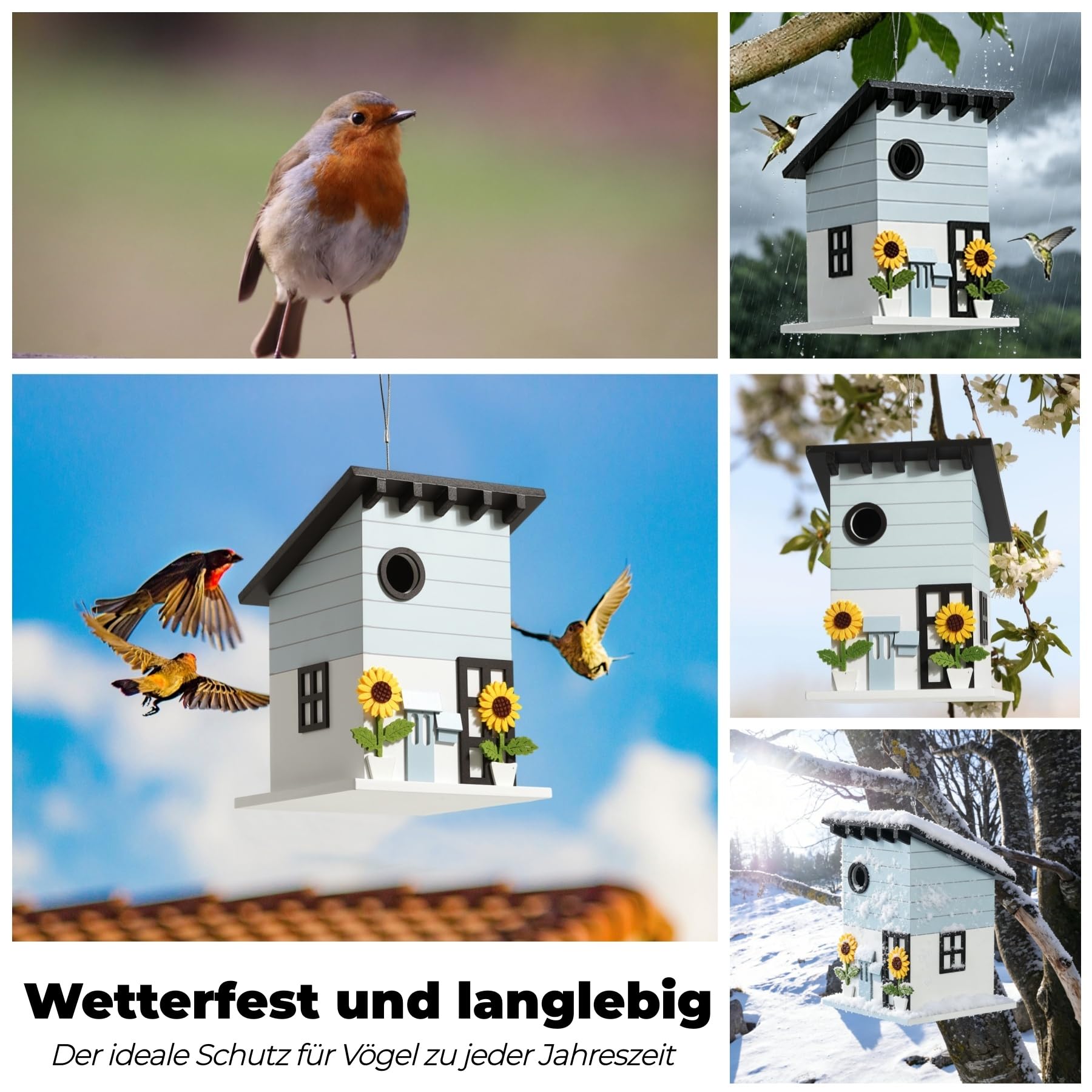 Nistkasten für Vögel für draußen wetterfest, Vogelhaus zum Aufhängen - dekoratives Vogelhäuschen für Garten, Balkon & Terrasse mit 33mm Einflugloch